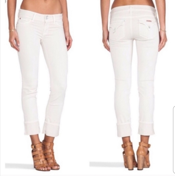 Hudson Ginny Crop Straight Cuffed White Jeans 24 - Picture 1 of 12